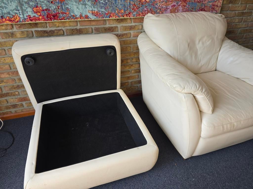 Lekkere luie stoel met voetenbank., Ophalen, Kunststof, Eenpersoons, 75 tot 100 cm