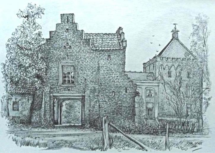 Cothen ... "Rhijnestein" ..., Antiek en Kunst, Kunst | Tekeningen en Foto's, Ophalen of Verzenden