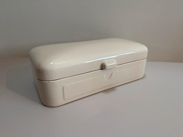 Vintage emaille broodtrommel – crème wit – jaren 50/60, Antiek en Kunst, Antiek | Emaille, Ophalen of Verzenden