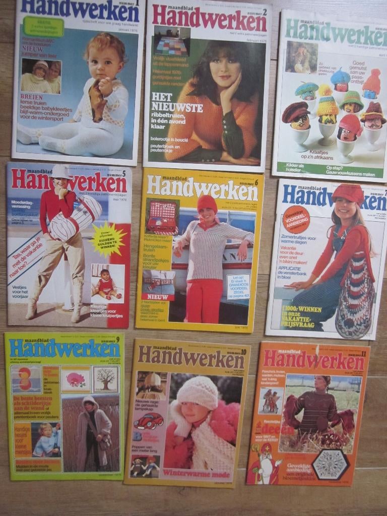 Maandblad Handwerken jaargang 6x1976 + 1x1978, Ophalen of Verzenden, Zo goed als nieuw, Handborduren, Patroon