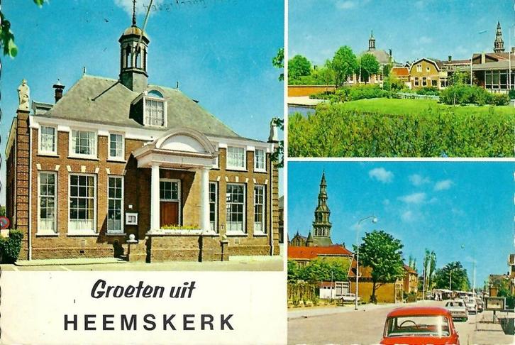 AK Heemskerk stadhuis auto's, Verzamelen, Ansichtkaarten | Nederland, Gelopen, Noord-Holland, 1960 tot 1980, Ophalen of Verzenden