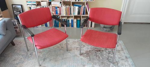 Vintage design stoelen fauteuil, Huis en Inrichting, Stoelen, Gebruikt, Vier, Metaal, Stof, Ophalen