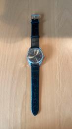 Nieuw! Zilver Heren Horloge met Zwart Crocoprint bandje, Ophalen of Verzenden, Nieuw, Leer, Overige merken