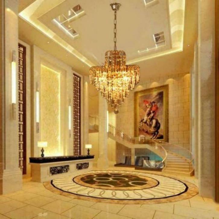 Vintage Kristallen Kroonluchter Hanglamp.Fitting: 4x (E14), Huis en Inrichting, Lampen | Kroonluchters, Nieuw, Glas, Metaal, Ophalen of Verzenden