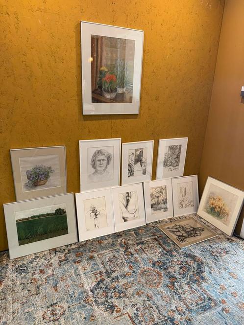 Etsen en schilderijen door Lisca Schaap jaren 1980, Antiek en Kunst, Kunst | Schilderijen | Klassiek, Ophalen
