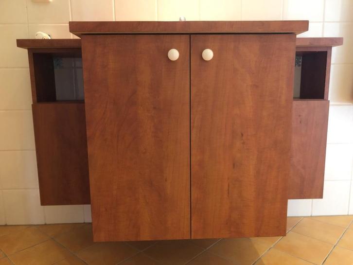Badkamermeubel in houtkleur, Huis en Inrichting, Stoffering | Gordijnen en Lamellen, Gebruikt, Minder dan 100 cm, 50 tot 100 cm
