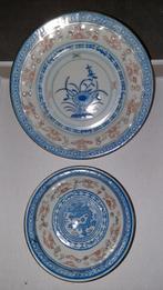 2 chinese schaaltjes blauw/wit/oranje, Ophalen
