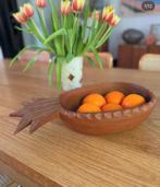 Teak fruitschaal, Huis en Inrichting, Woonaccessoires | Schalen en Manden, Ophalen, Rond, Hout
