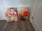 Schilderij op doek met tulpen, Minder dan 50 cm, Oorspronkelijke maker, Ophalen of Verzenden, Zo goed als nieuw