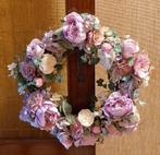 Grote vintage brocante pioenrozenkrans, Ophalen of Verzenden