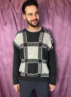 Vintage trui Monte Carlo - vlakken - grijs - M/medium, Kleding | Heren, Truien en Vesten, Hgv, Maat 48/50 (M), Hgv, Vintage