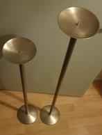 2 grote kaarsenstandaards kandelaars rvs, Huis en Inrichting, Woonaccessoires | Kandelaars en Kaarsen, Ophalen, Gebruikt, Metaal