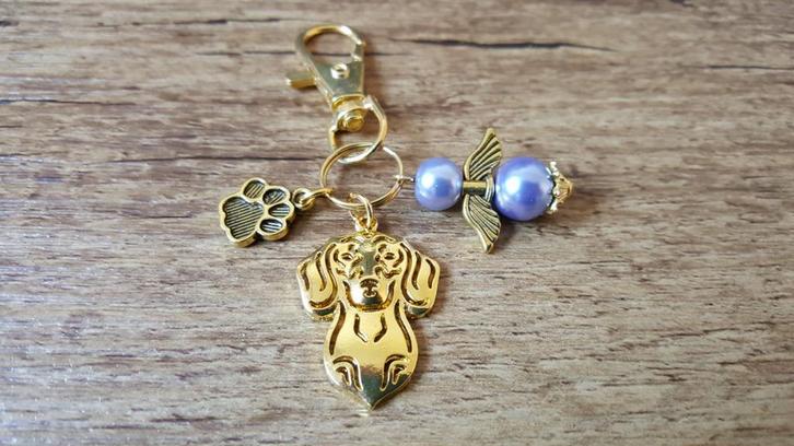 Sleutelhanger Teckel B Dachshund met beschermengeltje, Hobby en Vrije tijd, Overige Hobby en Vrije tijd, Nieuw, Verzenden