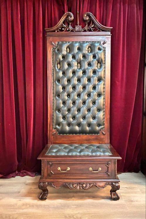 Chesterfield bank / kapstok  groen leer, Huis en Inrichting, Woonaccessoires | Kapstokken, Wandkapstok, Minder dan 100 cm, Hout