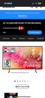 Samsung 43" Crystal UHD Smart TV DU7150 (2024) - Nieuw, Audio, Tv en Foto, Televisies, LED, 50 Hz, Nieuw, Ophalen of Verzenden