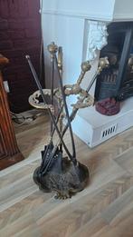 Antiek Openhaard Set Messing, Ophalen, Gebruikt, Houthaard