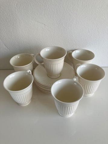 6 x koffiekopje met schotel, Wedgwood Edme plain beschikbaar voor biedingen