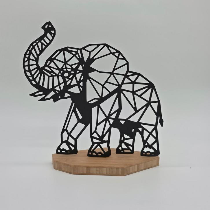 Houten Geometrische Olifant - Huisdecoratie, Antiek en Kunst, Antiek | Woonaccessoires, Verzenden