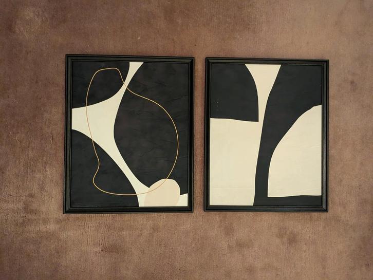 Abstract Schilderij - Set van Twee, Antiek en Kunst, Kunst | Schilderijen | Abstract, Ophalen