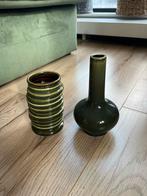 Groene vaasjes set, Ophalen, Aardewerk of Porselein, Zo goed als nieuw, Minder dan 50 cm