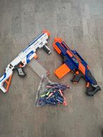 Nerf Geweren - Blauw Elektrisch & Wit Handmatig, Ophalen, Gebruikt, Jongen of Meisje