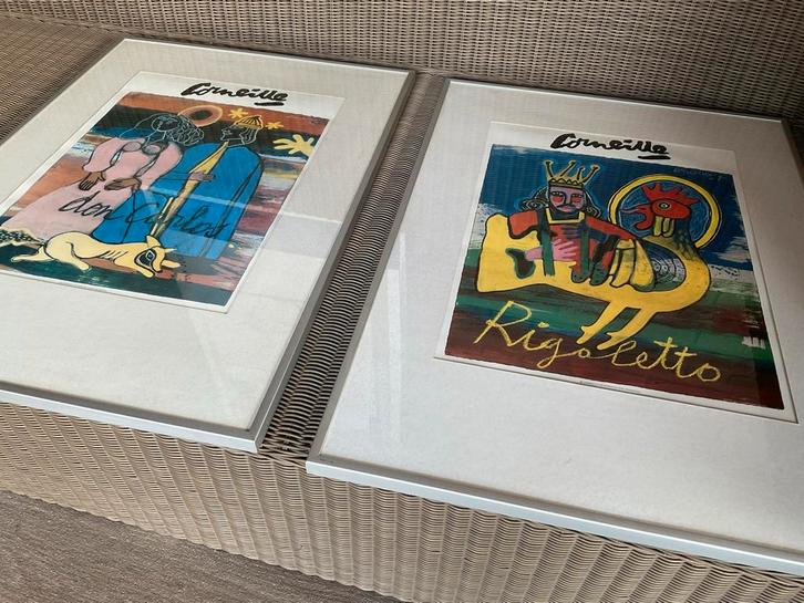 2 Corneille reproducties in zilveren lijsten, Antiek en Kunst, Kunst | Litho's en Zeefdrukken, Ophalen