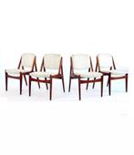 Set van 4 vintage ‘Ella’ eetkamerstoelen, Arne Vodder ‘60, Huis en Inrichting, Stoelen, Hout, Bruin, Ophalen of Verzenden, Zo goed als nieuw