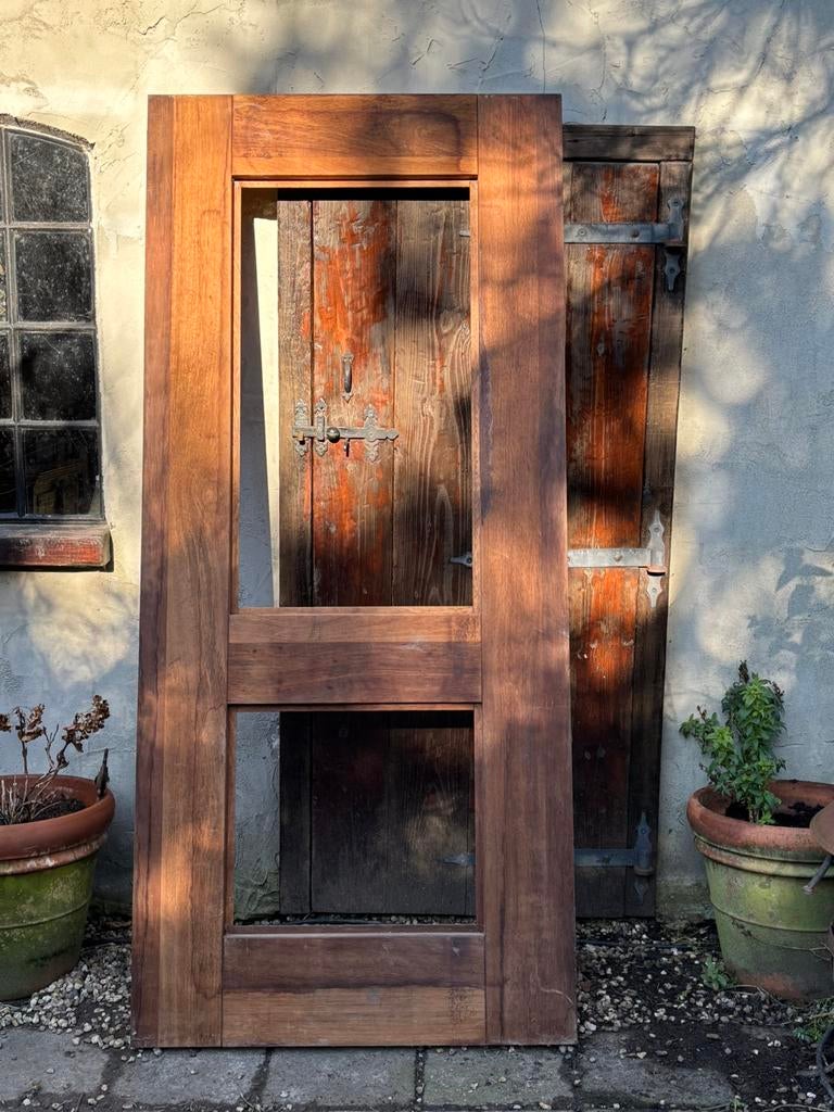 Nieuwe Hardhouten  buitendeur, Ophalen, 80 tot 100 cm, Nieuw, Buitendeur