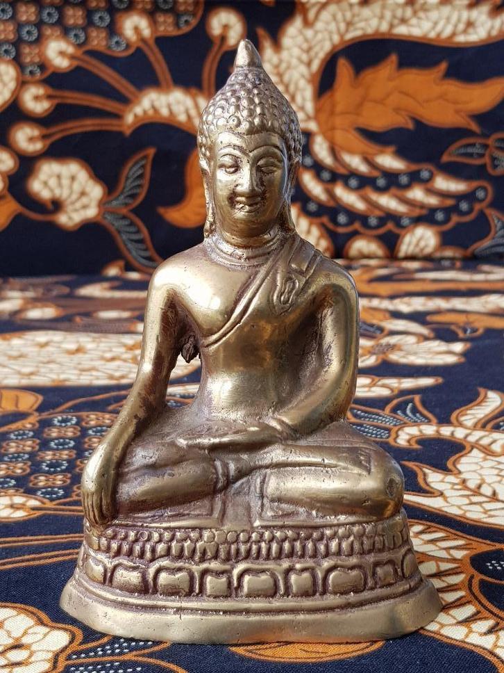 Mooi oud antiek Oosters brons beeldje van Boeddha 12 cm., Antiek en Kunst, Kunst | Niet-Westerse kunst, Ophalen of Verzenden