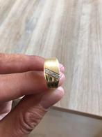 Zegelring met Diamant 14 karaat maat 19 ZGAN, 18 tot 19, Heer, Ophalen of Verzenden, Zo goed als nieuw