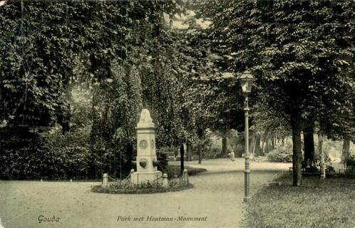 Gouda - Park HOutman Monument 1, Verzamelen, Ansichtkaarten | Nederland, Gelopen, Zuid-Holland, Voor 1920, Ophalen of Verzenden