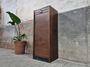 Vintage Duitse Roldeurkast | Jaren 60 Rolluik Kast Hout S3 beschikbaar voor biedingen