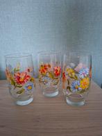 Retro Arcopal Drinkglazen met Bloemen, Ophalen of Verzenden, Gebruikt