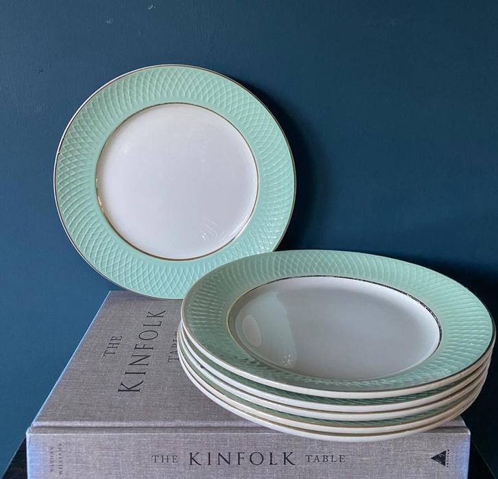 Moulin des Loups set van 6 pistache groene borden, Huis en Inrichting, Keuken | Servies, Bord(en), Overige stijlen, Verzenden