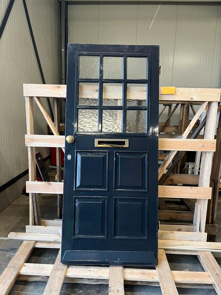 Mooie houten voordeur, Doe-het-zelf en Verbouw, Deuren en Horren, Gebruikt, Buitendeur, 200 tot 215 cm, 80 tot 100 cm, Hout, Ophalen