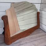 Antieke hangspiegel, facet geslepen, in houten frame., Ophalen of Verzenden, Overige vormen, 50 tot 100 cm, Minder dan 100 cm