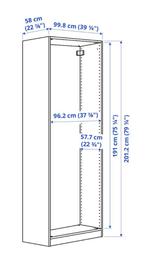 Pax kasten basiselement met planken 201 x 100 x 58 (1 x), 50 tot 100 cm, Overige materialen, Gebruikt, 50 tot 75 cm