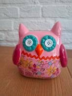 Spaarpot uil van keramiek. Roze. Bloemen. 13X12x6 cm., Verzamelen, Spaarpotten, Ophalen of Verzenden, Zo goed als nieuw, Steen, Aardewerk of Keramiek
