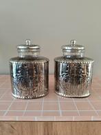 Set van 2 decoratieve potten van armeluiszilver, Antiek en Kunst, Curiosa en Brocante, Ophalen of Verzenden