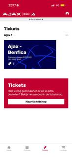 Ajax - Benfica vak 418, Tickets en Kaartjes, Eén persoon
