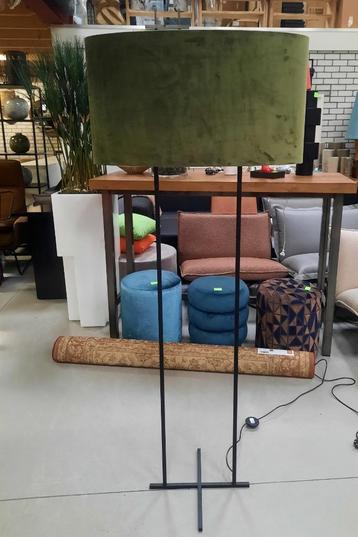 Vloerlamp Cross metaal zwart velvet lampenkap ovaal groen beschikbaar voor biedingen