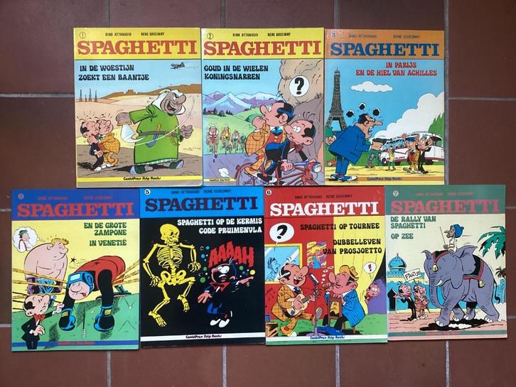 Spaghetti 1 t/m 7 (Attanasio), Boeken, Stripboeken, Zo goed als nieuw, Complete serie of reeks, Verzenden