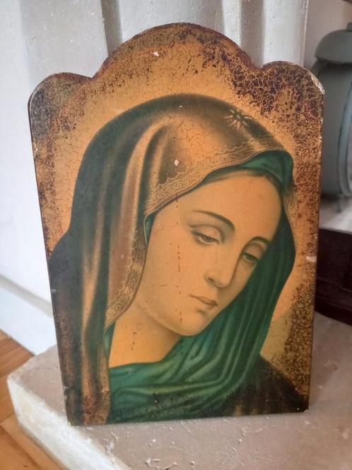 Maria icoon houten paneel, Antiek en Kunst, Antiek | Woonaccessoires, Ophalen of Verzenden