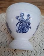 Wit opaline schaaltje, blauwe nostalgische afbeeldingen, Ophalen of Verzenden