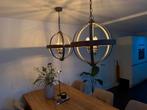 Twee stoere metalenlampen met Teakhout, Ophalen, Zo goed als nieuw, Metaal, 50 tot 75 cm