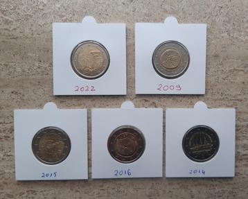 5x verschillende 2 euro herdenkingsmunten. beschikbaar voor biedingen