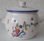 Beschilderde pot met deksel (Faïencerie Saint Pair sur mer), Ophalen of Verzenden