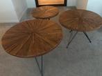 Set van 3 salontafels (bijzettafels) Mangohout, Minder dan 55 cm, Gebruikt, Landelijk, industrieel, Rond