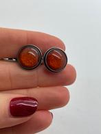 A659 Prachtige zilveren manchetknopen barnsteen, Ophalen of Verzenden, Zilver, Manchetknopen, Met edelsteen