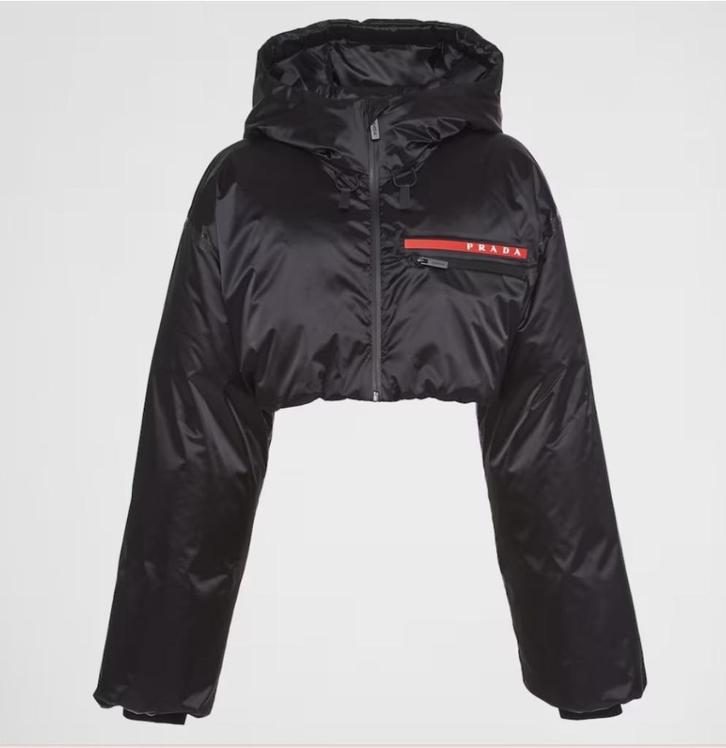 Prada Technical Re-Nylon Hooded Down Jacket, Kleding | Dames, Jassen | Zomer, Nieuw, Maat 36 (S), Zwart, Ophalen